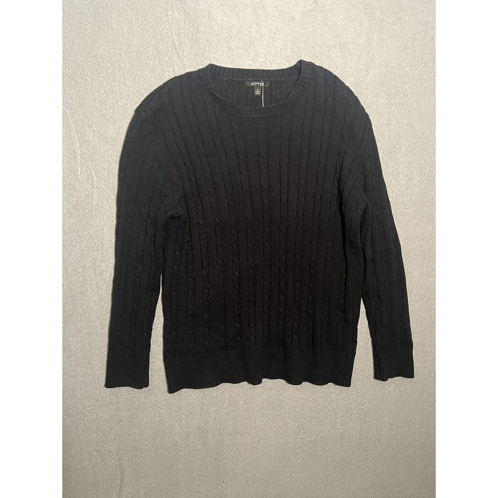 APT. 9 Women's Black Cable Knit Pullover Sweater Size S Small Long Sleeve